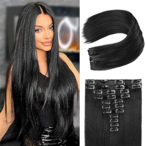 REECHO Hair Extensions, 11PCS Clip in Hair Extensions 24" Long Straight hair - Picture 5 of 7